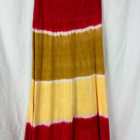 Lucky Brand Swim Coverup Dress Skirt Tie Dyed Red Gold Womens Size M/L - Picture 4 of 9